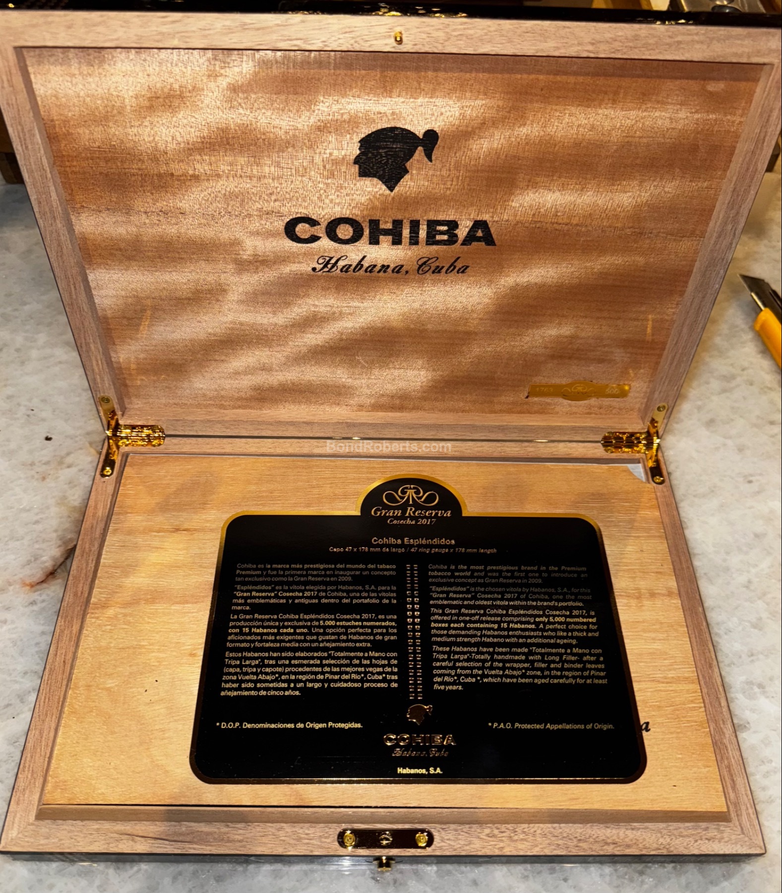 Cohiba Espléndidos Gran Reserva Cosecha 2017 2024 | Bond Roberts